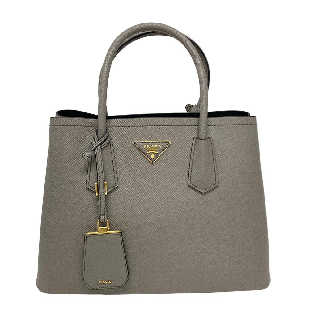 Prada Double Bag Gray Beige Saffiano #310319P17B